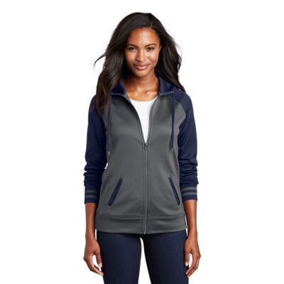 Ladies Sport Wick ® Varsity Fleece Full Zip Hooded Jacket Thumbnail