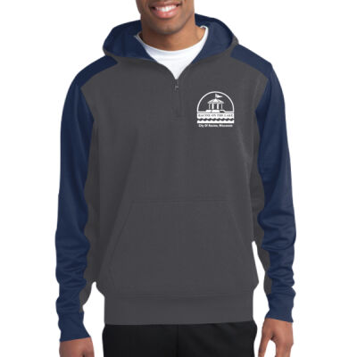 City Of Racine Embroidered - Tech Fleece Colorblock 1/4 Zip Hooded Sweatshirt Thumbnail